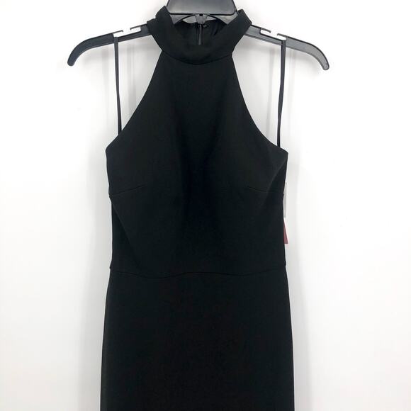 AQUA FORMAL Women's Halter Neck Slit Maxi Gown Size 4 Black Sleeveless NWT - Picture 7 of 13
